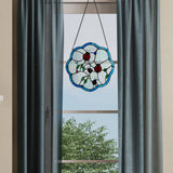 River of Goods River of Goods - 12"H Ladybugs Round Stained Glass Window Panel
