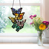 Brilliant Butterflies Cluster Stained Glass Window Panel- 13.25