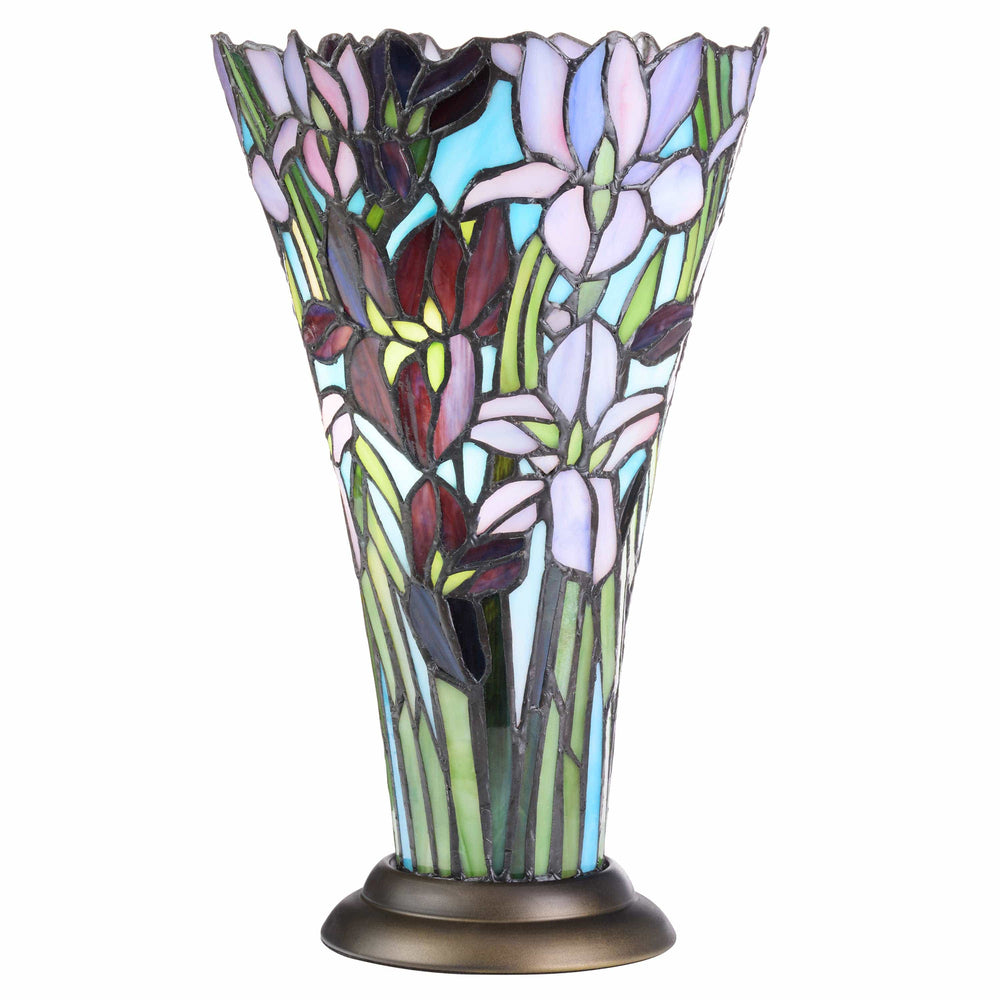 River of Goods River of Goods - 13.5"H Tiffany-Style Floral Vase Stained Glass Table Lamp