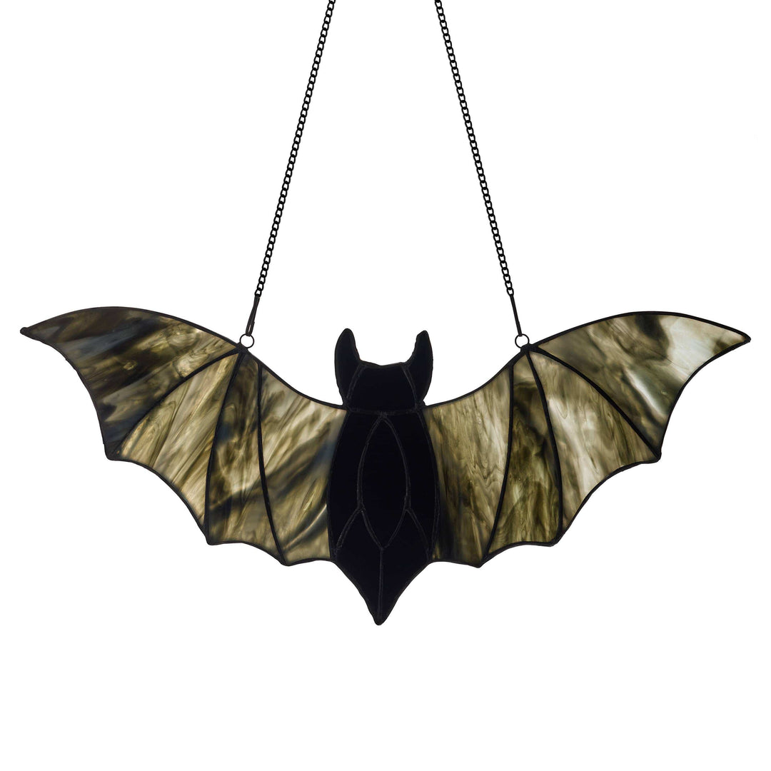 River of Goods River of Goods - 16"W Halloween Black Bat Stained Glass Window Panel