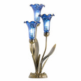 River of Goods River of Goods - 21"H Blue Mercury Glass 3 Lily Uplight Table Lamp