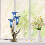 River of Goods River of Goods - 21"H Blue Mercury Glass 3 Lily Uplight Table Lamp