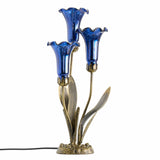 River of Goods River of Goods - 21"H Blue Mercury Glass 3 Lily Uplight Table Lamp