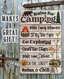 Rules for Camping Inspirational Metal Sign