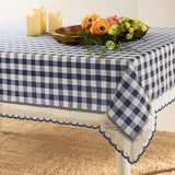 ShopBobbys 70 Inches Round / Navy-Beige ShopBobbys - Buffalo Check Tablecloth Gingham Design, Assorted Colors and Sizes