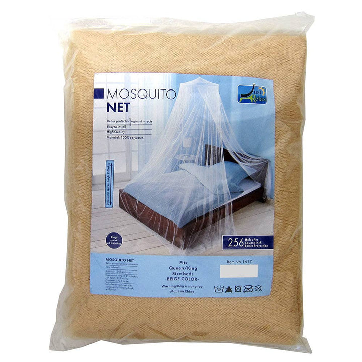 ShopBobbys ShopBobbys - Just Relax Elegant Mosquito Net Bed Canopy Set, Beige, Queen-King