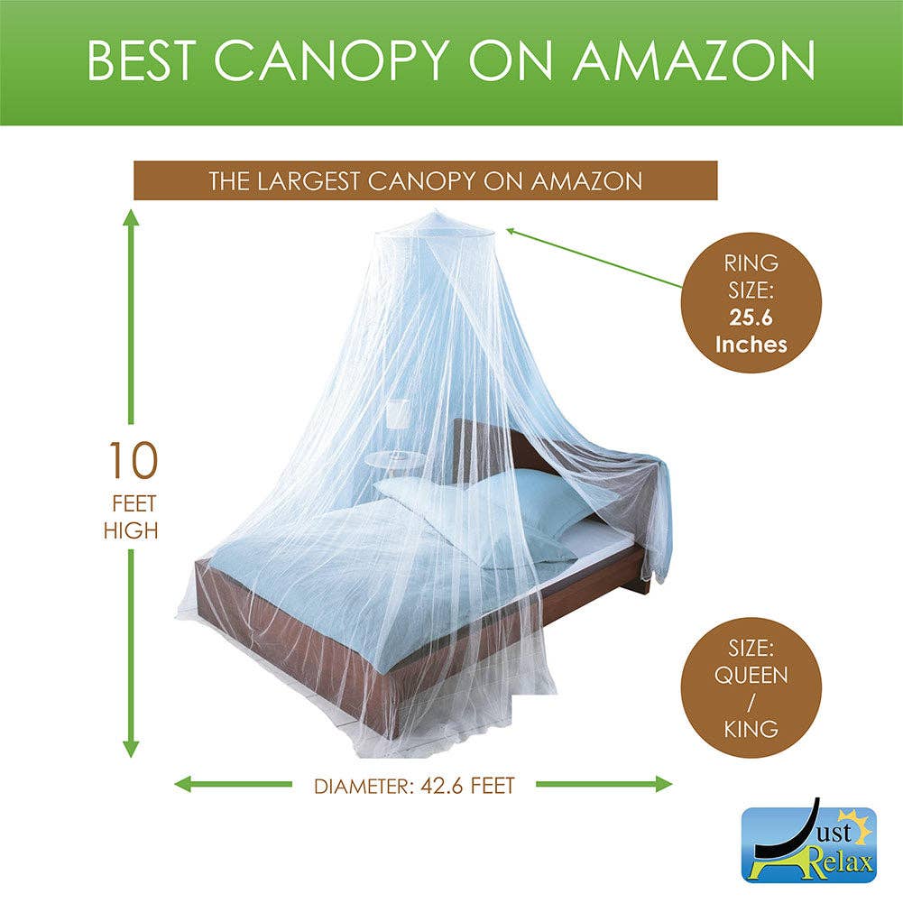 ShopBobbys ShopBobbys - Just Relax Elegant Mosquito Net Bed Canopy Set, Beige, Queen-King