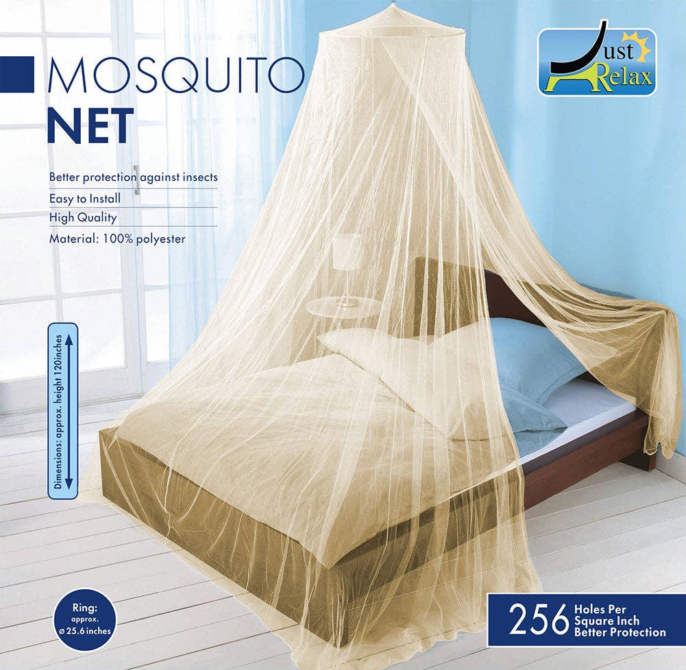 ShopBobbys ShopBobbys - Just Relax Elegant Mosquito Net Bed Canopy Set, Beige, Queen-King