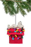 Christmas Snoopy on His Doghouse Handmade Felt Ornament