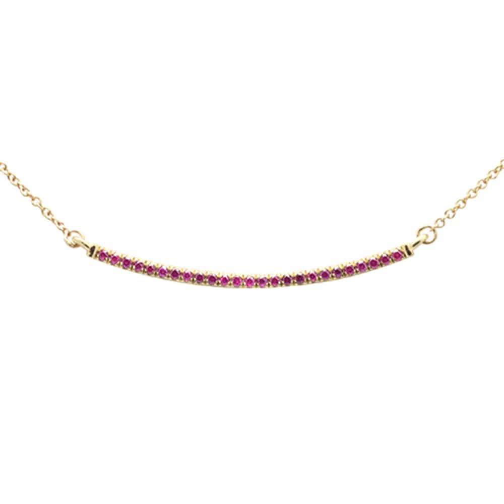 Sonara necklace .18ct G SI 14K Yellow Gold Natural Ruby Gemstone Bar Pendant Necklace 18" Long