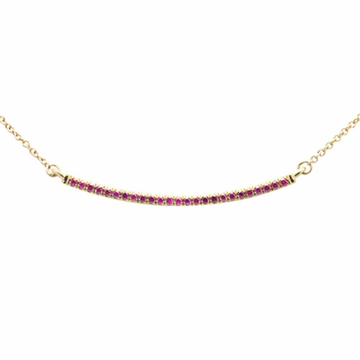 Sonara necklace .18ct G SI 14K Yellow Gold Natural Ruby Gemstone Bar Pendant Necklace 18" Long
