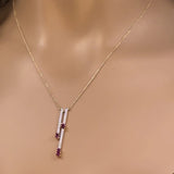 Sonara necklaces .70ct G SI 14K Yellow Gold Diamond & Ruby Drop Pendant Necklace 18" Ext