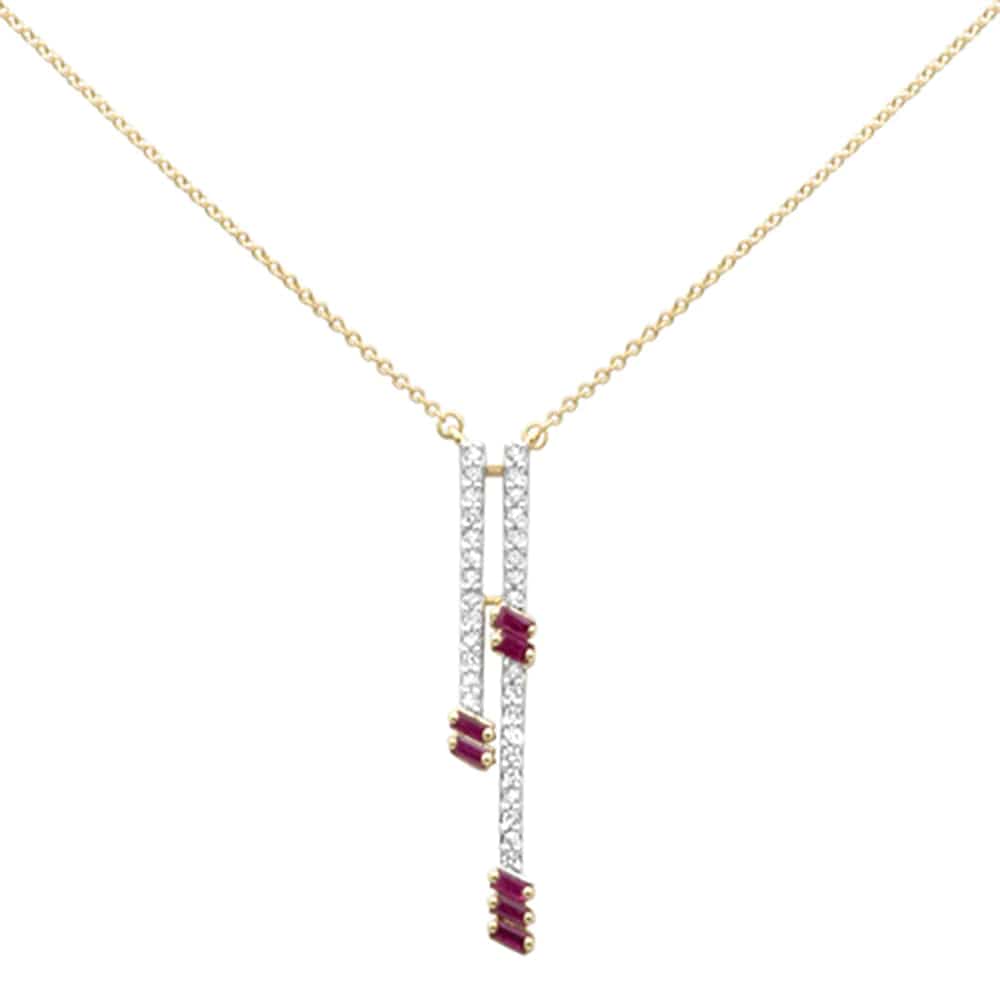Sonara necklaces .70ct G SI 14K Yellow Gold Diamond & Ruby Drop Pendant Necklace 18" Ext