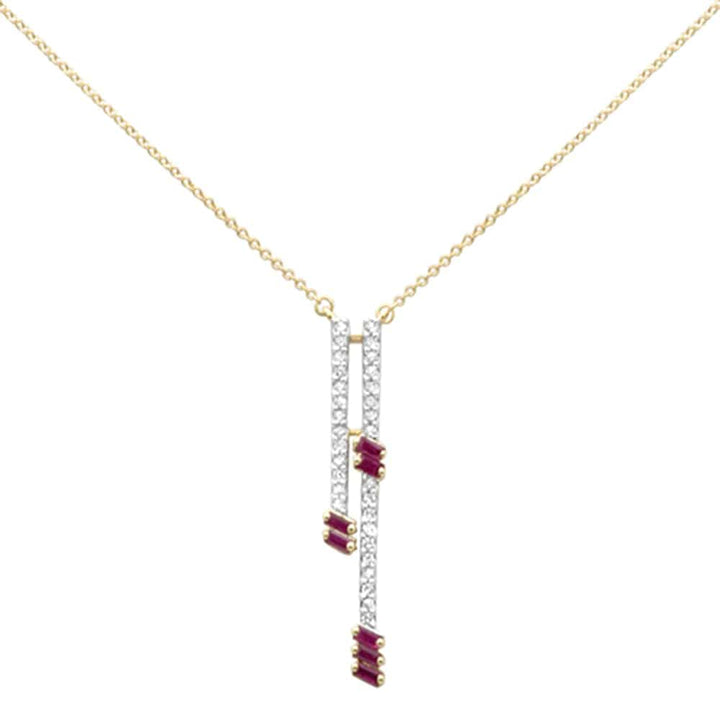 Sonara necklaces .70ct G SI 14K Yellow Gold Diamond & Ruby Drop Pendant Necklace 18" Ext