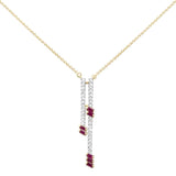 Sonara necklaces .70ct G SI 14K Yellow Gold Diamond & Ruby Drop Pendant Necklace 18" Ext