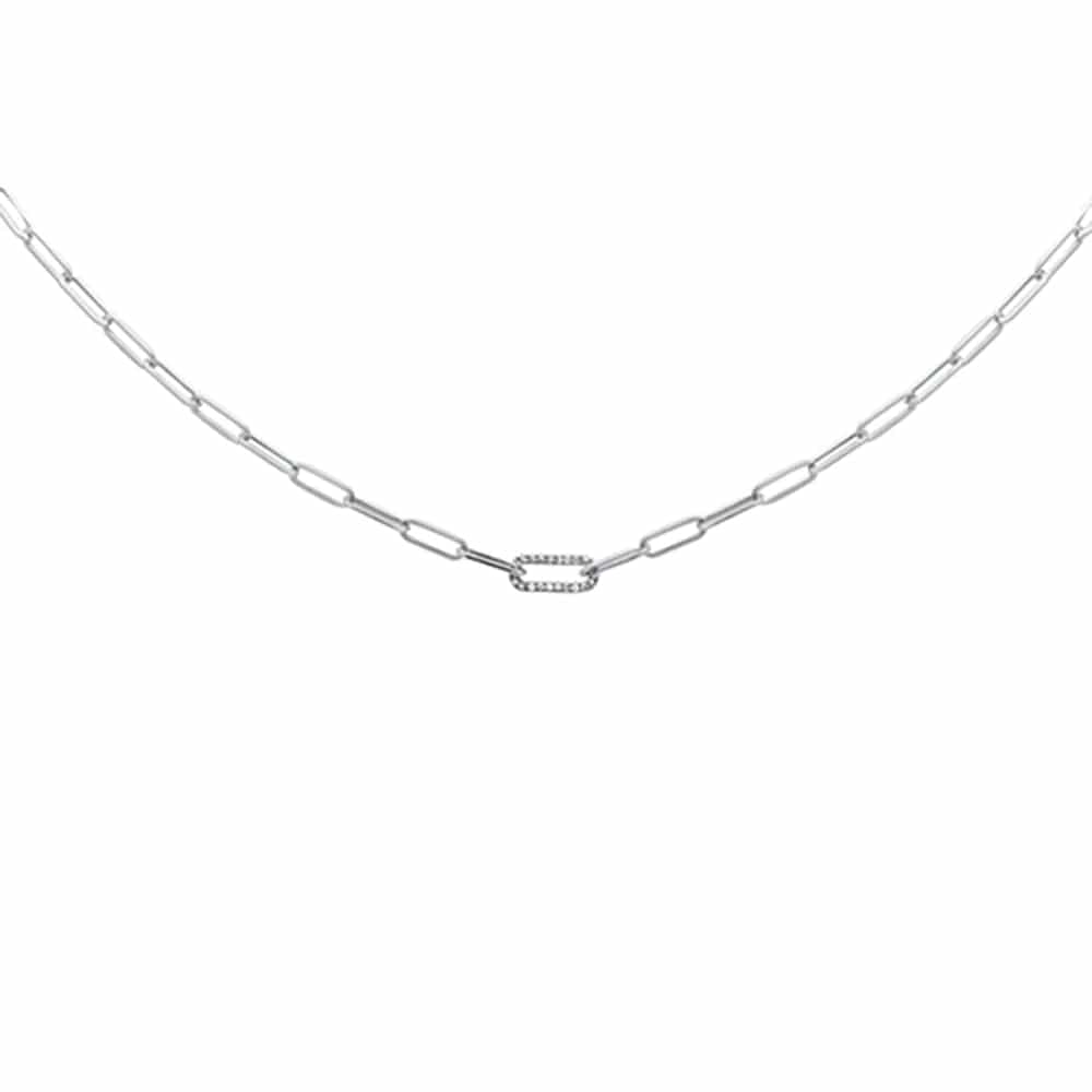Sonara necklaces White .06ct G SI 14K Yellow Gold Diamond Paper Clip Pendant Necklace 18" Long