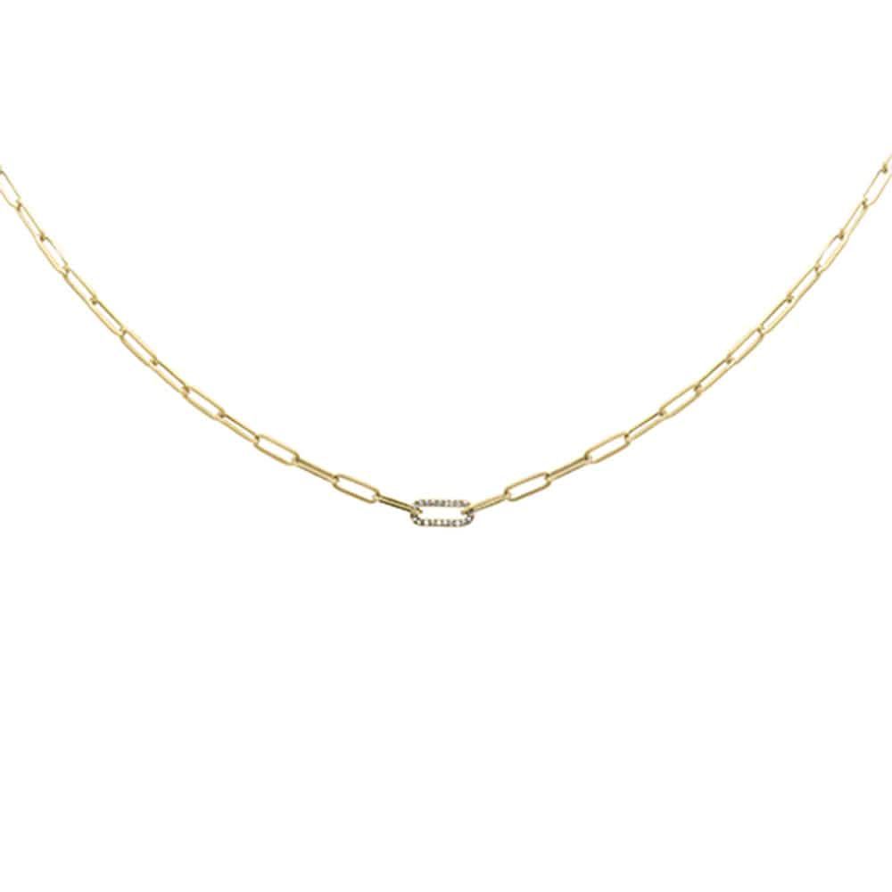 Sonara necklaces Yellow .06ct G SI 14K Yellow Gold Diamond Paper Clip Pendant Necklace 18" Long