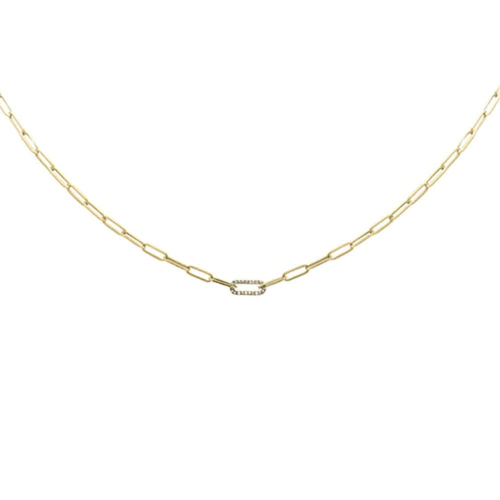 Sonara necklaces Yellow .06ct G SI 14K Yellow Gold Diamond Paper Clip Pendant Necklace 18" Long