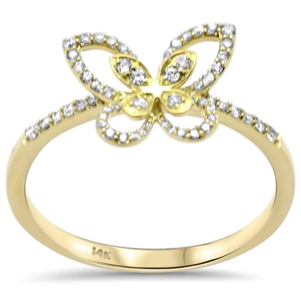 Sonara Rings Diamond Butterfly Ring .17ct G SI 14K Yellow Gold Band Size 6.5