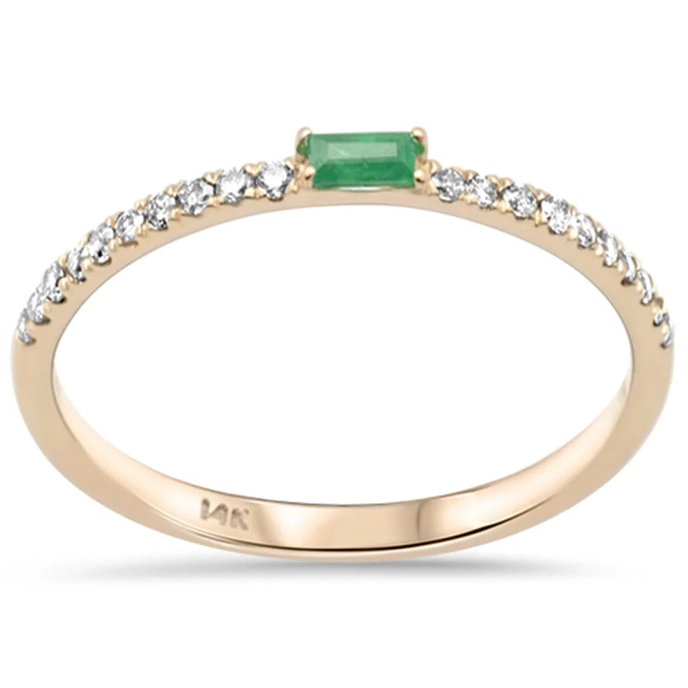 Sonara Rings Gold Dainty Emerald and Diamond Ring in 14K Gold-Elegant
