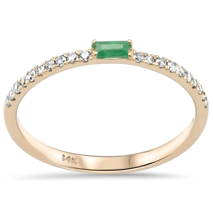 Sonara Rings Gold Dainty Emerald and Diamond Ring in 14K Gold-Elegant