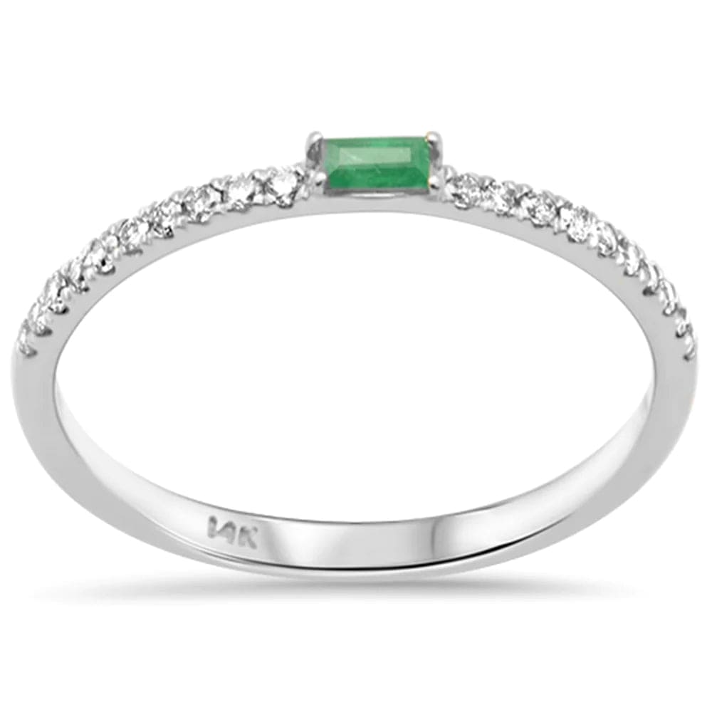 Sonara Rings White gold Dainty Emerald and Diamond Ring in 14K Gold-Elegant