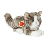 Gray and White Lying Tabby Cat Super Soft by Teddy Hermann