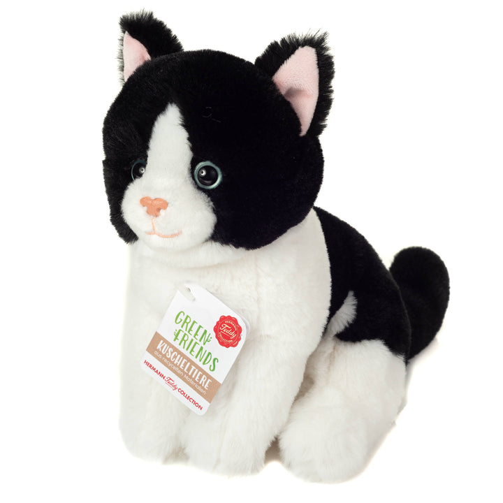 Teddy Hermann Teddy Hermann - Cat sitting black and white 20 cm - Plush toy - Stuffed animal