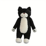 temu stuffed animal Cuddly Kitty Plush Pillow Tuxedo Cat Black and White