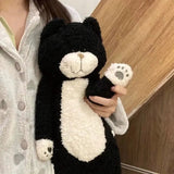 temu stuffed animal Cuddly Kitty Plush Pillow Tuxedo Cat Black and White