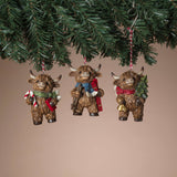 Holiday Highland Cow Ornament, Christmas 3.5