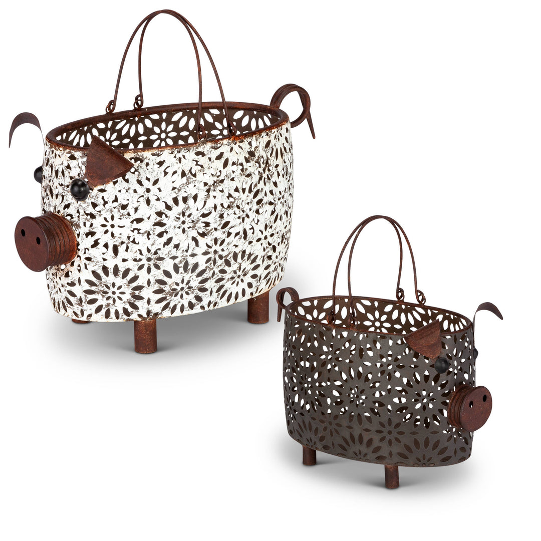 The Gerson Companies The Gerson Companies - Set of 2 Metal Piglet Baskets. -- Decorative Use Only -- PKG