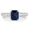 The Pink Pigs Fine Jewelry Rings 1ct Emerald Cut Blue Sapphire and Diamond Solitaire Ring 14K Gold