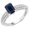 The Pink Pigs Fine Jewelry Rings 1ct Emerald Cut Blue Sapphire and Diamond Solitaire Ring 14K Gold