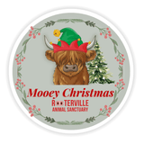 The Pink Pigs Highland Cow Mooey Christmas Animal Ornament Stickers