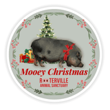 The Pink Pigs Pot-Belly Pig Mooey Christmas Animal Ornament Stickers
