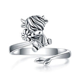 The Pink Pigs Sterling Silver Highland Cow Ring Adjustable Great Gift for Cow Lovers!