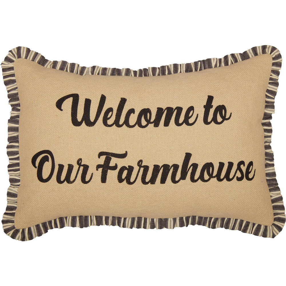 VHC Brands VHC Brands - Ashmont Burlap Vintage Welcome to Our Farmhouse Pillow 14x22