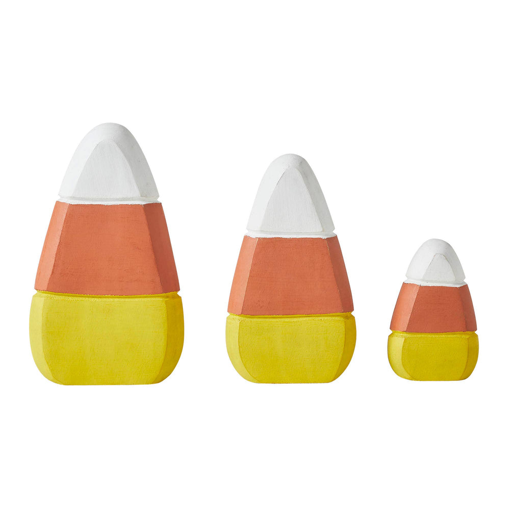 VHC Brands VHC Brands - Fall Autumn Candy Corn Wooden Decor Set of 3 Assorted Sizes for Rustic Farmhouse Tabletop & Tiered Tray Display