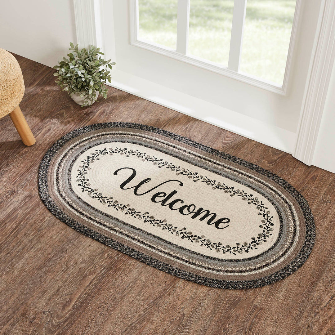 VHC Brands VHC Brands - Floral Vine Jute Rug Oval Welcome w/ Pad 27x48