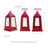 VHC Brands VHC Brands - Metal Lantern Barn Red Tealight Holder 9x5x5