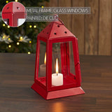 VHC Brands VHC Brands - Metal Lantern Barn Red Tealight Holder 9x5x5