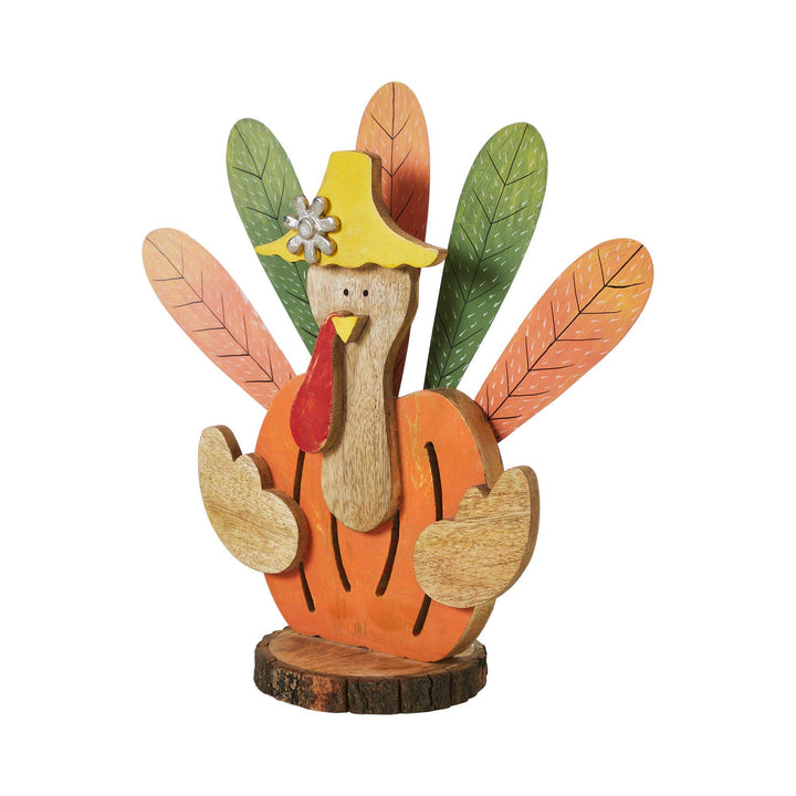 VHC Brands VHC Brands - Whimsical Rustic Wooden Turkey Figurine Fall Thanksgiving Tabletop Home Decor