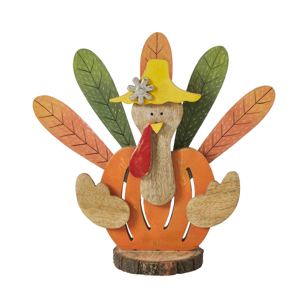 VHC Brands VHC Brands - Whimsical Rustic Wooden Turkey Figurine Fall Thanksgiving Tabletop Home Decor