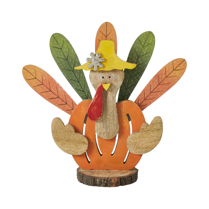 VHC Brands VHC Brands - Whimsical Rustic Wooden Turkey Figurine Fall Thanksgiving Tabletop Home Decor
