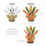 VHC Brands VHC Brands - Whimsical Rustic Wooden Turkey Figurine Fall Thanksgiving Tabletop Home Decor