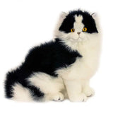Black and White Sitting Persian Realistic Plush Cat Toy Eco Friendly Stuffing