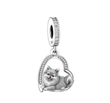 Wostu Ali Express Dog charms Pom in Heart Puppies in Hearts Charms/Pendants Sterling Silver Fits Pandora Style Bracelets