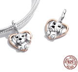 Wostu Ali Express Dog charms Puppies in Hearts Charms/Pendants Sterling Silver Fits Pandora Style Bracelets