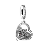 Wostu Ali Express Dog charms Yorkie in Heart Puppies in Hearts Charms/Pendants Sterling Silver Fits Pandora Style Bracelets